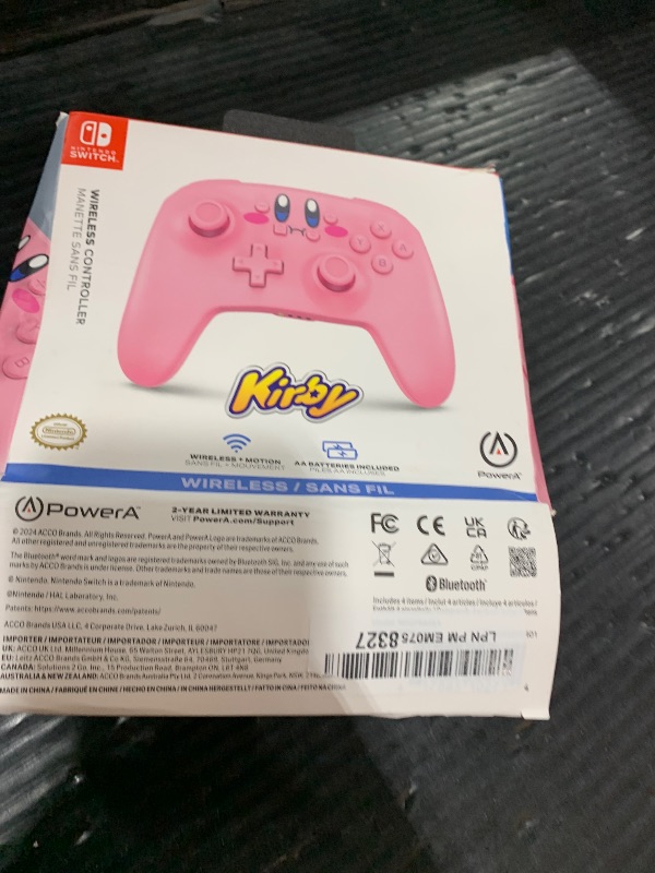 Photo 1 of PowerA Wireless Controller for Nintendo Switch - Kirby Mouthful, Switch Lite/Switch-OLED Model, Nintendo Switch 2, AA Battery Powered (Battery Included), Bluetooth, Motion Controls, Officially Licensed