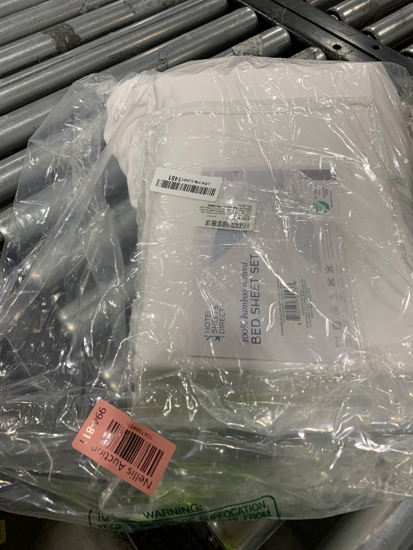 Photo 1 of Hotel Sheets Direct 4 Piece Bed Sheet Set California King Size, 100% Viscose Derived from Bamboo Sheets Set with 2 Pillowcases, Cooling & Breathable Luxury Bedding, Moisture-Wicking, Silky Soft, White