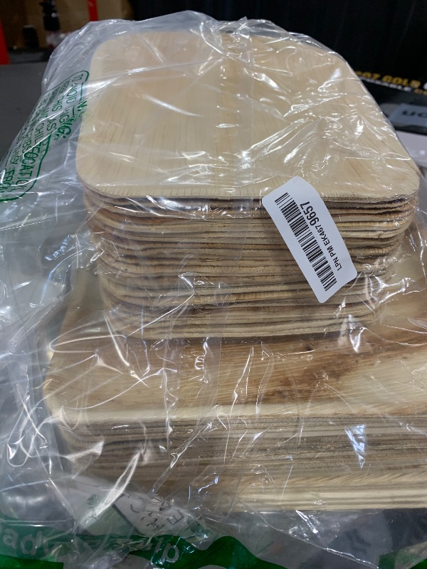 Photo 1 of Chic Leaf Compostable & Biodegradable Palm Leaf Disposable Bamboo Plates - Disposable Party Plates for Appetizers - Camping Essentials - Reusable Party Supplies (10 & 7 Inch Square)