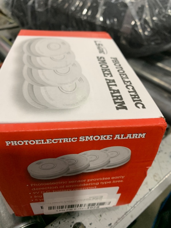 Photo 1 of LSHOME 4 Pack Smoke Detector Fire Alarms 9V Battery Operated Photoelectric Sensor Smoke Alarms Easy to Install with Light Sound Warning, Test Button,9V Battery Included Fire Safety for Home