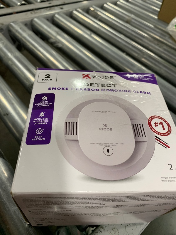 Photo 1 of Kidde Hardwired Smoke & Carbon Monoxide Detector, AA Battery Backup Smoke Alarm, Interconnectable, LED Warning Light Indicators, 2 Pack