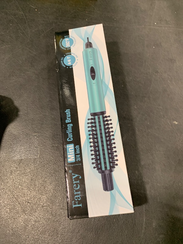 Photo 1 of FARERY Mini Thermal Brush, Curling Iron 3/4 Inch, Heated Round Brush for Volumizing and Small Curls, Travel Size Curling Iron for Short & Thin Hair, Dual Voltage, One Heat 392°F, Blue