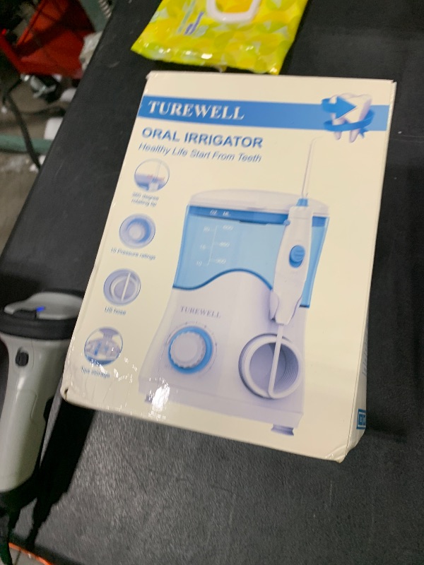 Photo 1 of TUREWELL FC162 Water Dental Flosser for Teeth/Braces,10 Pressure Levels, 8 Water Jet Tips for Family, 600ML Electric Water Dental Oral Irrigator for Teeth Clean (White)