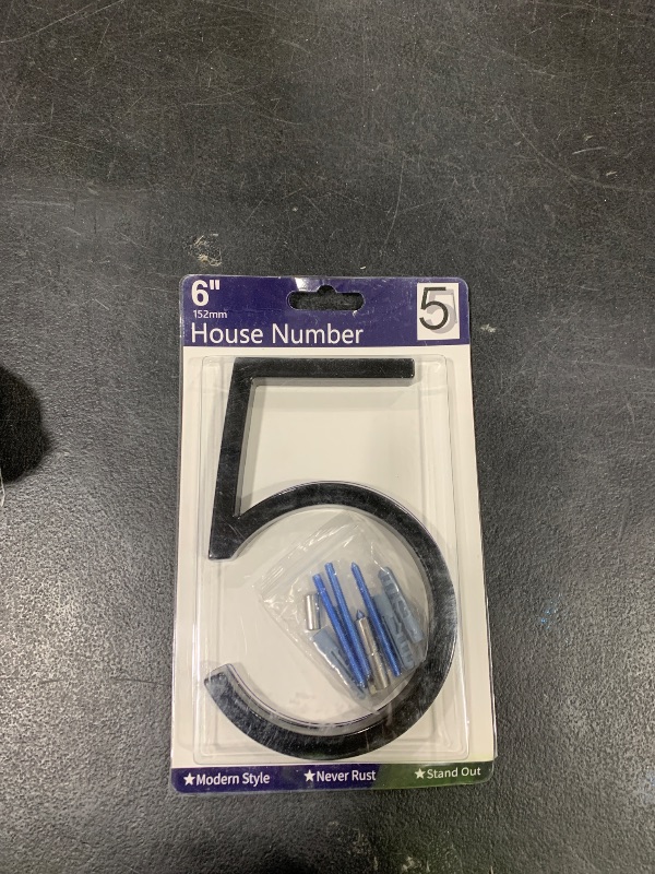 Photo 1 of 6" Stainless Steel Floating House Number 5, Metal Modern House Numbers, Mailbox Decor Number with Nail Kit, Coated Black, 911 Visibility Signage (Large 5)