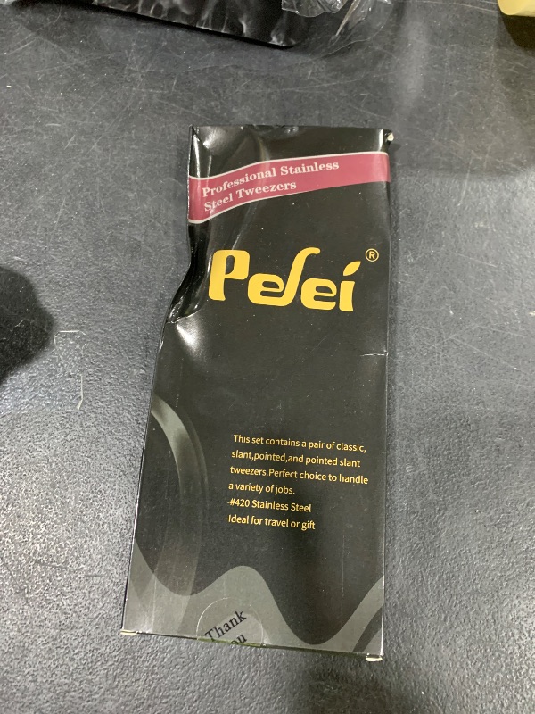 Photo 1 of Pefei Tweezers Set - Professional Stainless Steel Tweezers for Eyebrows - Great Precision for Facial Hair, Splinter and Ingrown Hair Removal (Black)