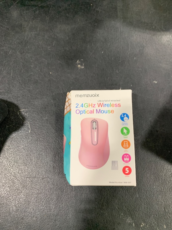 Photo 1 of memzuoix 2.4G Wireless Mouse, 1400 DPI Mobile Optical Cordless Mouse with USB Receiver, Portable Computer Mice for Laptop, PC, Desktop, MacBook, 5 Buttons (Pink)