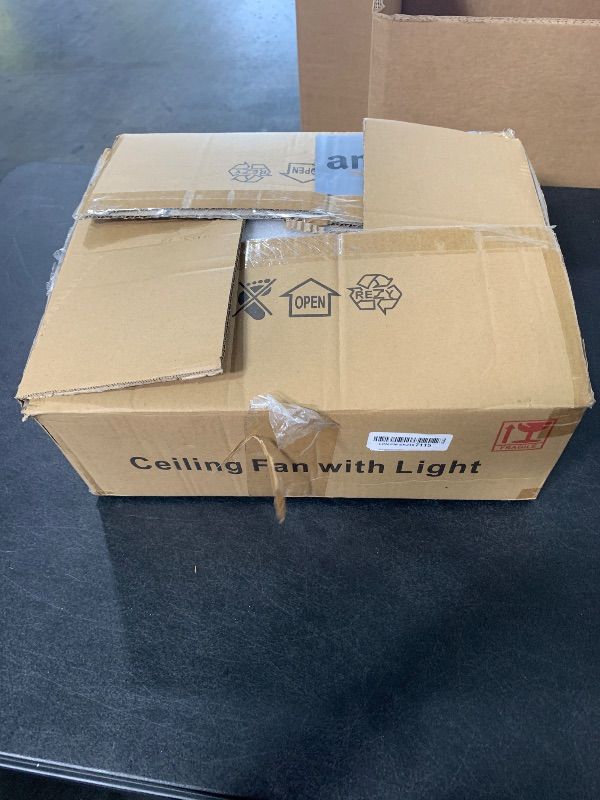 Photo 1 of FAN IS THE ONLY THING WORKING-------------------------------- Dalouguan Ceiling Fan with Lights Remote Control, Black Flower Ceiling Fan with Light, 3 Light Color Modern Low Profile Flush Mount Ceiling Fan for Kitchen Bedroom Living Room
