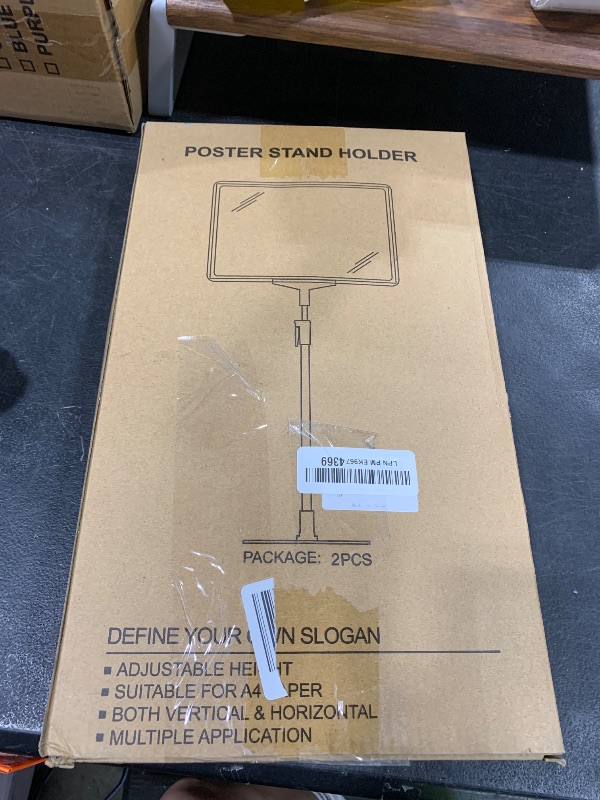 Photo 1 of RANDUN Sign Holder Stand 8.5x11 inch Sign Stand Holder for Table Display Advertising Menu Tabletop - Poster Sign Stands Adjustable Floor Standing Sign Holder - 2 Pack