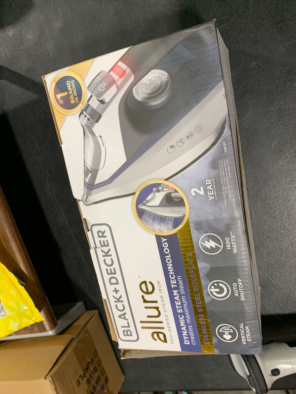 Photo 1 of BLACK+DECKER Allure Professional Steam Iron, 30% More Steam, Precision Tip, Stainless Steel Soleplate, Vertical Steam Function