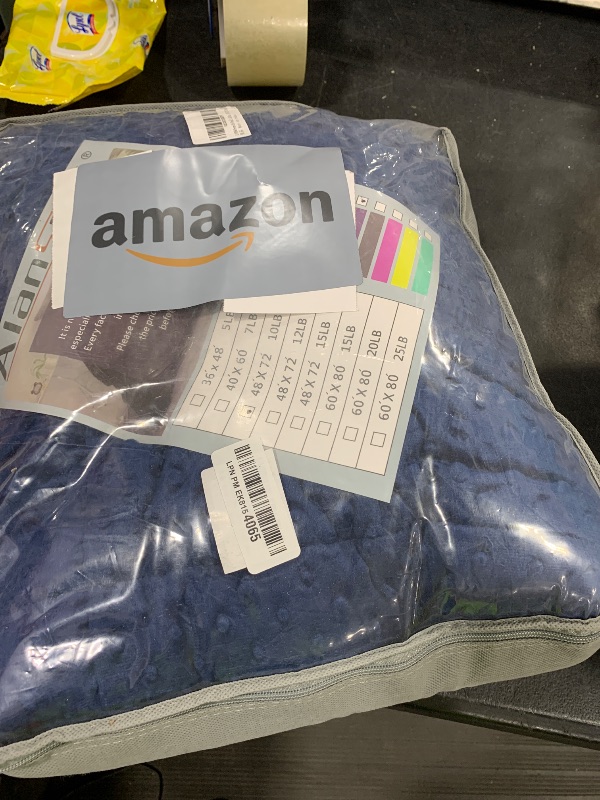 Photo 1 of ALANSMA Reversible Weighted Blanket for All Season, Luxury Velvet, Warm and Cool, Adult 10Lb Blue Weighted Blanket, Enjoy Sleeping Anywhere(Blue,48"x72" 10lbs)