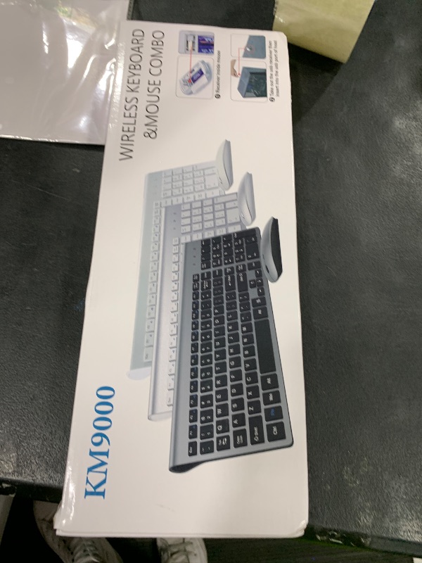 Photo 1 of TopMate Wireless Keyboard and Mouse Ultra Slim Combo, 2.4G Silent Compact USB Mouse and Scissor Switch Keyboard Set with Cover, 2 AA and 2 AAA Batteries, for PC/Laptop/Windows/Mac - Blue Black