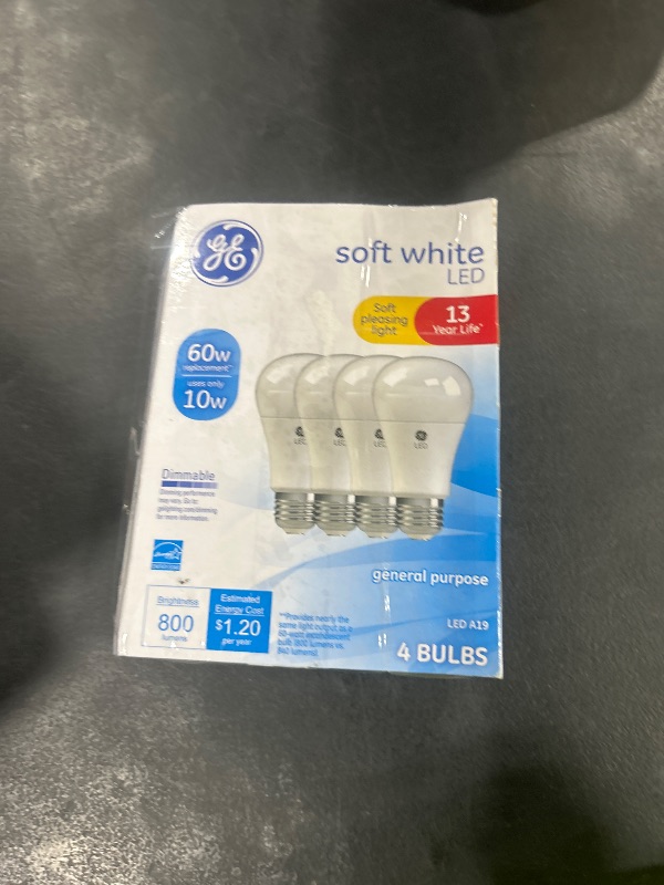 Photo 1 of GE Lighting 67615 LED A19 Light Bulb with Medium Base, 10.5-Watt, Soft White, 4-Pack, 4 Count (Pack of 1)