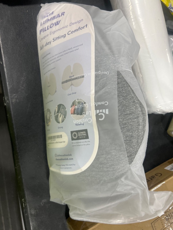 Photo 1 of C CUSHION LAB Extra Dense Lumbar Pillow - Patented Ergonomic Multi-Region Firm Back Support for Lower Back Pain Relief - Lumbar Support Cushion with Strap for Office Chair, Car, Sofa, Plane - Grey