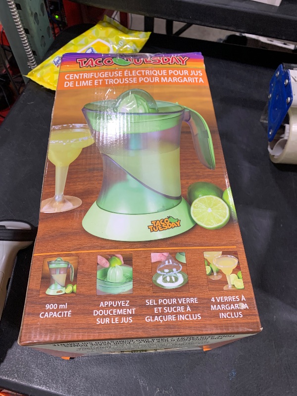 Photo 1 of Nostalgia Taco Tuesday Electric Citrus Juicer Machine and Pitcher - Includes Margarita Salt and Rimmer Set and Four 8 oz Glasses - 32 oz - Green