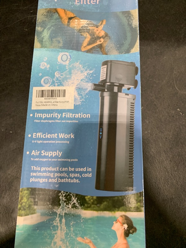 Photo 1 of 600GPH Pool Filter, UV Sterilzer for 300-1000 Gallon Swimming Pool, Small Pool Filter Green Pool Cleaning Powerful Pump Pool Filter for Children Pools, Inflatable Pools, Cold Plunge Crystal Clear