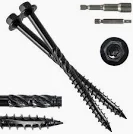 Photo 1 of #14 x 4 Wood Structural Screws 50 Pack Hex Head Lag Screws, Rust Resistant Timber Screws for Timber/Log/Landscaping Wood (Black)
