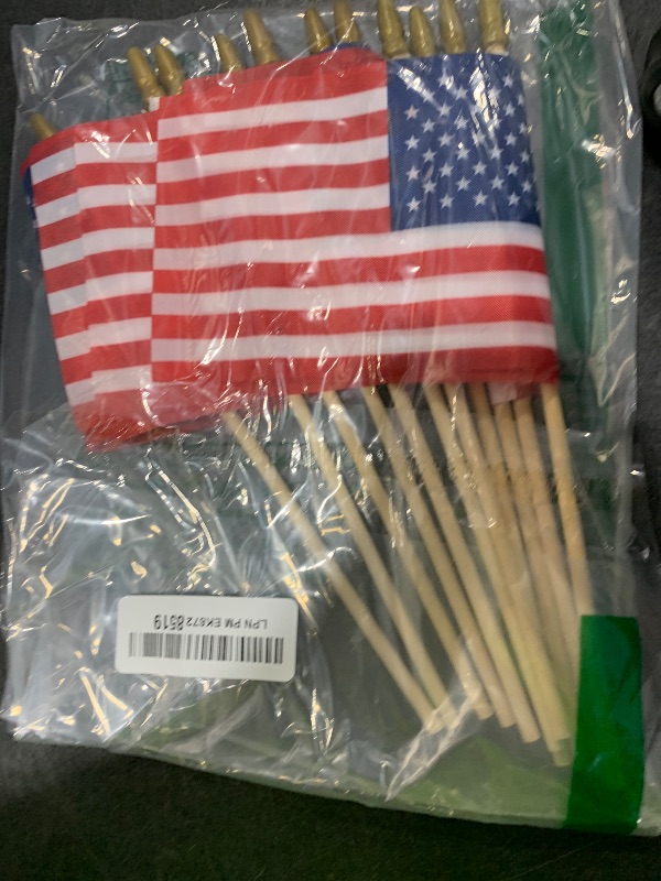 Photo 1 of 12 Pcs Small American Flags On Stick,Patriotic Decorations Small USA Flags On Stick?Mini American 4''x6'' Flag, Fourth Of July Flags For Outside Patriotic Holiday Yard Patio,Labor Day Decorations