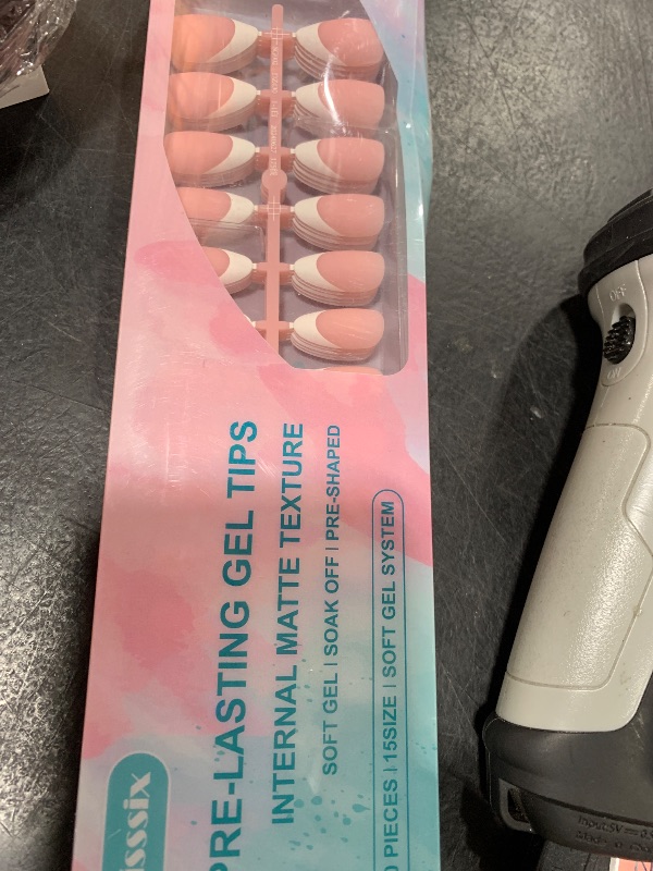 Photo 1 of Misssix French Gel Nail Tips, 150Pcs French Tip Press on Nails Medium Almond Pink, No Need to File Tips Pre-lasting, Fake Nails for Nail Art DIY 15 Sizes