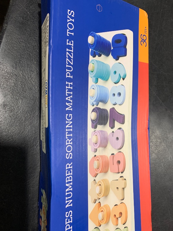 Photo 1 of QZMTOY Counting Shape Stacker Wooden Count Sort Stacking Tower with Wood Colorful Number Shape Math Blocks for Kids Preschool Educational Toddlers Toy
