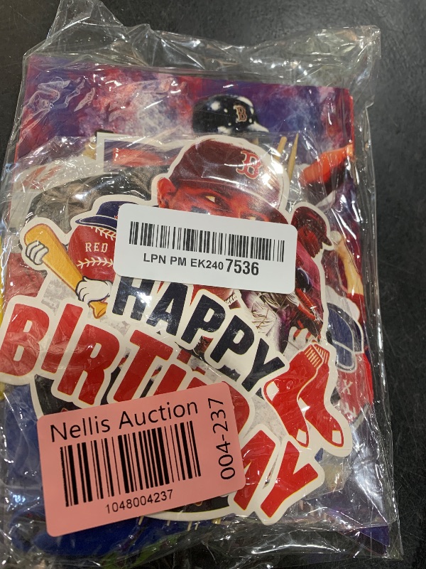 Photo 1 of Red Sox Baseball Party Decorations , Red Baseball Happy Birthday Banner Balloons Cake Topper Cupcake Toppers Kit for Boys Kids Teens Sport Theme Baseball Birthday Party Supplies
