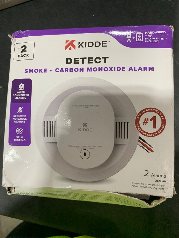 Photo 1 of Kidde Hardwired Smoke & Carbon Monoxide Detector, AA Battery Backup Smoke Alarm, Interconnectable, LED Warning Light Indicators, 2 Pack