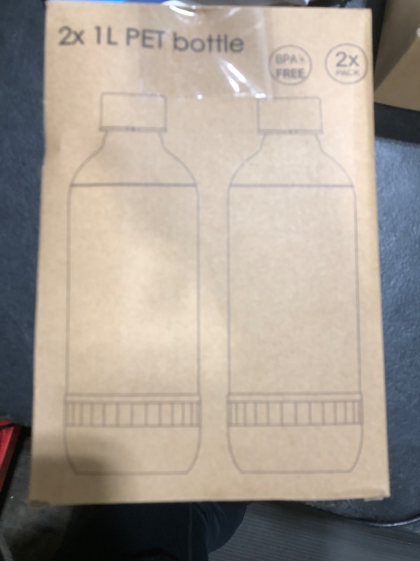Photo 1 of Thorder Soda Bottles, 1 Litre Reusable BPA Free Sparkling Water Bottles, in PET, for Soda Machine, Sparkling Water Makers, Pack of 2 Refillable Bottles (Black+White)