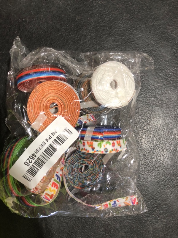 Photo 1 of 12 Rolls Fiesta Ribbon 3/8 Inch Mexican Serape Grosgrain Ribbons Colorful Stripes Pinata Cactus Guitar Decorative Ribbon for Cinco De Mayo Fiesta Party Mexican Theme Party Events, 60 Yards