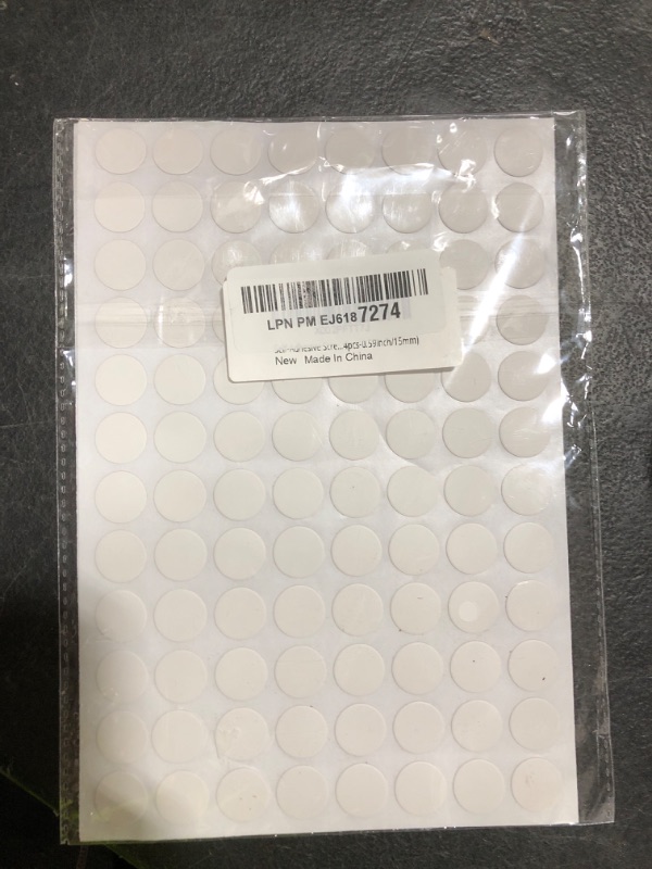 Photo 1 of Self-Adhesive Screw Hole Stickers, 384pcs-0.59inch/15mm Self-Adhesive Screw Covers Caps Dust Proof Sticker for Wood Screw-White (384pcs-0.59inch/15mm)