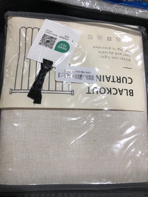 Photo 1 of 100% Blackout Shield Linen Blackout Curtains for Bedroom 84 Inches Long, Back Tab/Rod Pocket Living Room Drapes, Thermal Insulated Blackout Curtains 2 Panels Set, 50" W x 84" L, Cream