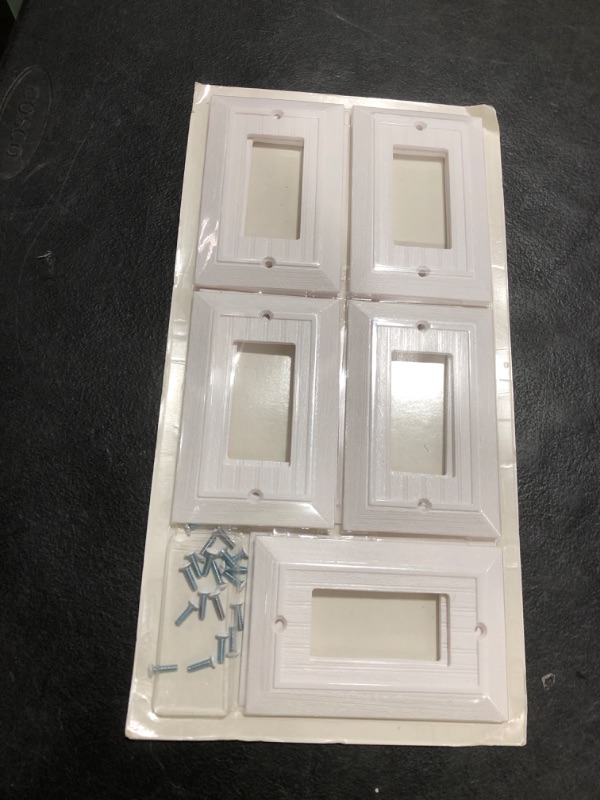 Photo 1 of CML Single Beadboard Decorator Wall Plate, 1-Gang Decorative Receptacle Outlet Covers, 10 Pack Retro Wood grain Design Switch Plates, Mid-Size 3.15”X 4.87”, Impact Resistant, White