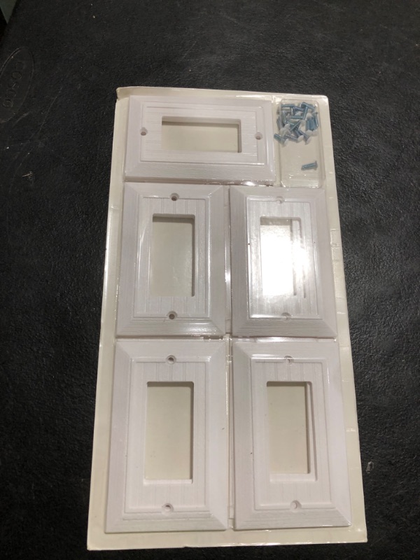 Photo 1 of CML Single Beadboard Decorator Wall Plate, 1-Gang Decorative Receptacle Outlet Covers, 10 Pack Retro Wood grain Design Switch Plates, Mid-Size 3.15”X 4.87”, Impact Resistant, White