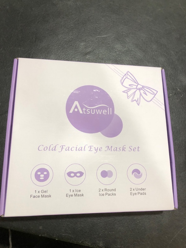 Photo 1 of Atsuwell Cooling Ice Face Eye Mask Set for Dark Circles and Puffiness, 6 Gel Cold Packs for Face, Eyes, Soft Plush Lining Ice Pads Cold Compress, Relaxation, Cool Bag Included