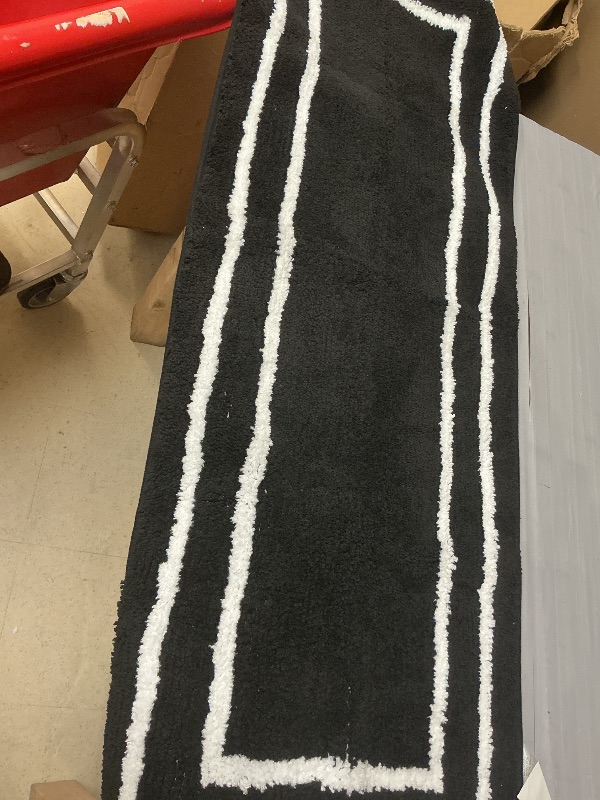 Photo 1 of Uphome Bath Mat for Bathroom, 18x26 Modern Black Bathroom Rug Non Slip Machine Washable, Soft Plush Microfiber Absorbent Bathroom Mat for Tub, Shower, Floor, Sink