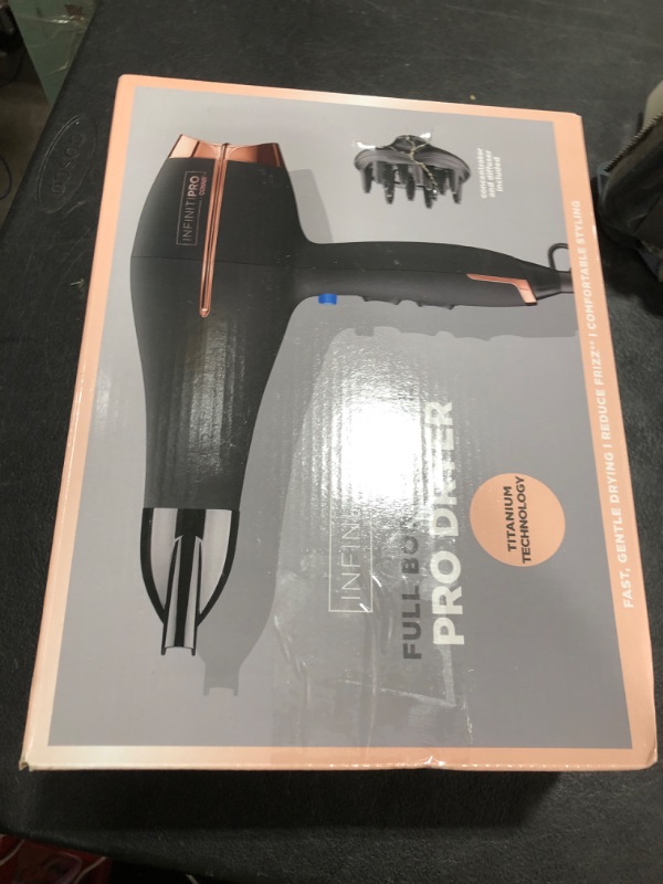 Photo 1 of INFINITI PRO by CONAIR Hair Dryer, 1875W Blow Dryer with Diffuser and Concentrator, Ceramic Technology, 3 Heat & 2 Speed Settings, Cold Shot Button, Black