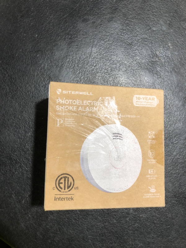 Photo 1 of Siterwell  Detector, Smoke Detector 10 Year Battery with Photoelectric Sensor, Fire Alarm with Low Battery and Fault Warning for House and Bedroom, UL217-9th Listed, GS525A, 1 Pack
