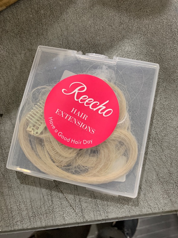 Photo 1 of REECHO Long Side Air Bangs, Wavy Curly Clip in Bangs Front Side Bangs for Women Daily Use 2 PCS Set Long Temples-Cool Light Blonde