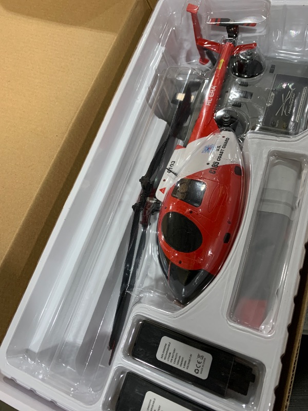 Photo 1 of Ssccgym 335MM MD500 C189 Remote Control Helicopter Aircraft Add Optical Flow Positioning 1/28 Scale RC Heli Maintain Altitude Hover RTF US Rescue Helicopter RTF 2Batteries