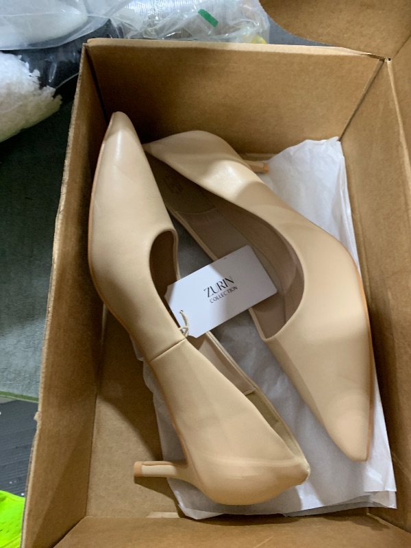 Photo 1 of ZURIN Women's Pointed Toe Comfortable Stiletto Heels Closed Toe Dress Pumps Shoes for Wedding Work Office Business Nude