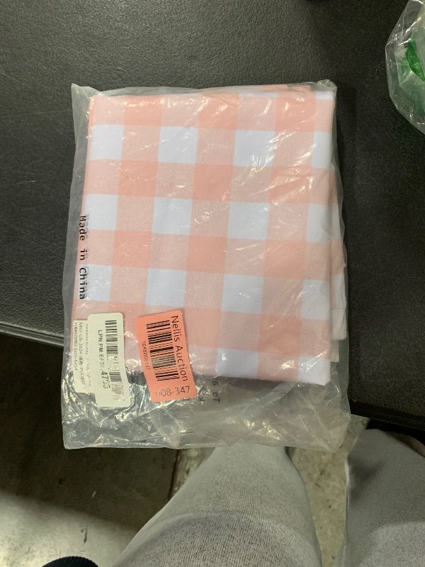 Photo 1 of Romanstile Rectangle Plastic Tablecloth, 100% Waterproof Oil-Proof Checkered PVC Table Cloth, Heavy Duty Vinyl Table Cover for Dining, Camping, Picnic, Outdoor - 54 x 54 Inch, Light Pink