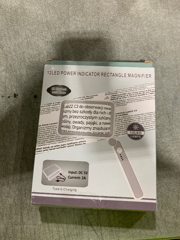 Photo 1 of AKKYCVS Magnifying Glass with Light, Rechargeable 5X Large Page Magnifier for Reading, Folding Handheld Dimmable, LED Lighted Rectangle Magnifier for Reading Book Small Print for Seniors Low Vision