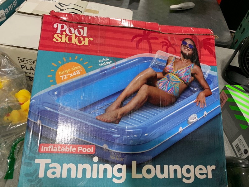 Photo 1 of Premium Inflatable Tanning Pool Lounger | Large Inflatable Tanning Bed for Adults | Multipurpose Pool Floats Adults | Inflatable Pool Float | Tanning Float - Clear Blue