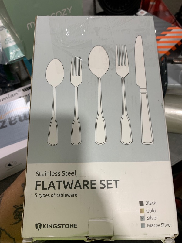 Photo 1 of KINGSTONE 40-Piece Silverware Set, 18/10 Stainless Steel Flatware Set for 8, Tableware Cutlery Set, Utensil Sets for Home Restaurant, Mirror Finish, Dishwasher Safe
