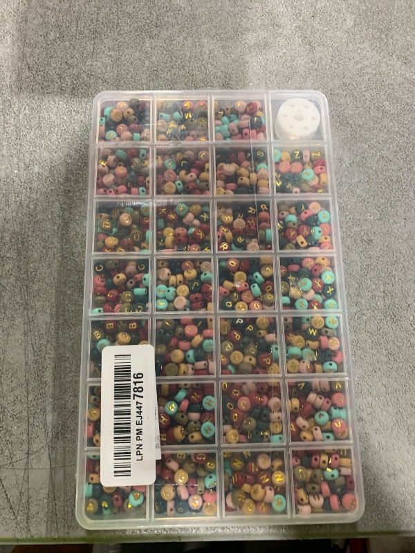 Photo 1 of Looconi 1400pcs Colorful Letter Beads Gold Letter Beads Heart Beads 7x4mm and Beading Cord for Jewelry Making