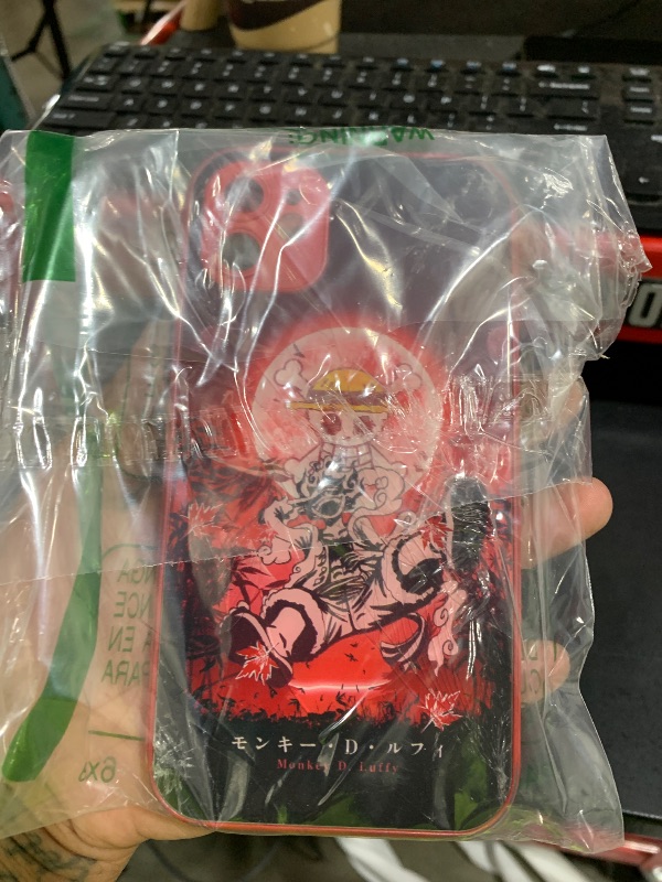 Photo 1 of HEMINJYJEF Metal Red Phone Cases for iPhone 11 Protective Shell | Japanese Anime, Anti-Drop, Color, Soft, Silicone, Manga Pattern, Tempered Glass, Covers, Multicolor, Luffy Gear 5 Nika