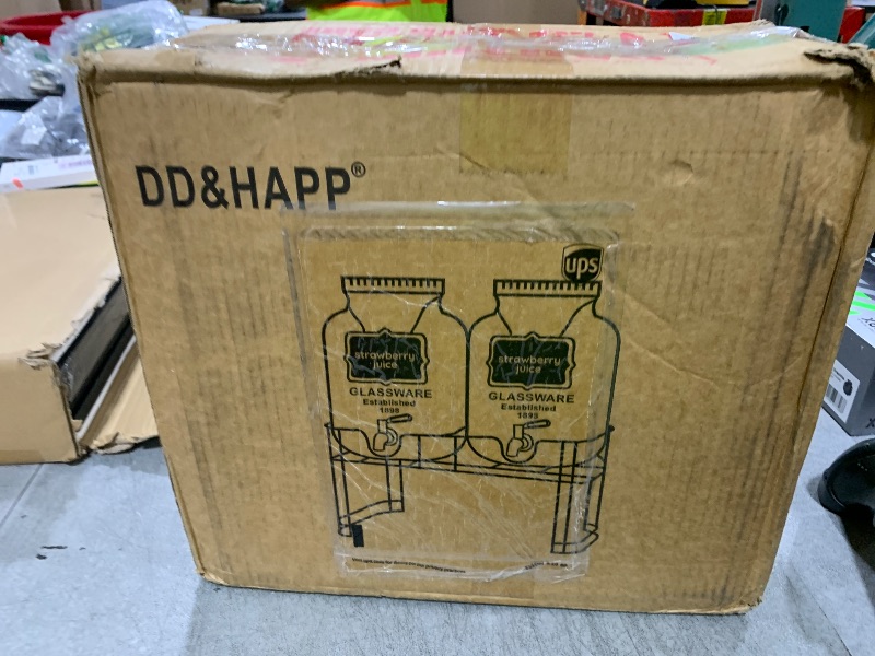 Photo 1 of 1 Gallon Glass Drink Dispensers For Parties 2PACK.Beverage Dispenser,Glass Drink Dispenser With Stand And Stainless Steel Spigot 100% Leakproof.Lemonade Dispenser With Ice Cylinder.Laundry Detergent