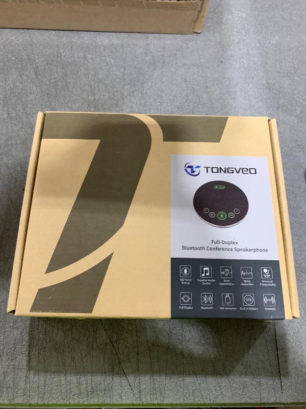 Photo 1 of TONGVEO Bluetooth Speakerphone Conference Microphones, Wireless Conference Speaker 360°Voice Pick up with 4 AI Noise Cancellation Mics USB/Dongle/Bluetooth Connection 8 Hour Call Time for 8-12 People