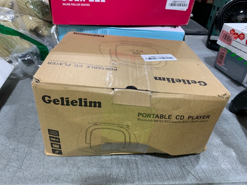 Photo 1 of Gelielim Boombox CD and Cassette Player Combo, Boom Box Portable CD Players for Home with Bluetooth, AM FM Radio, Support Remote Control/AUX/USB/Earphone, AC/Battery Operated, LCD Display (Blue)