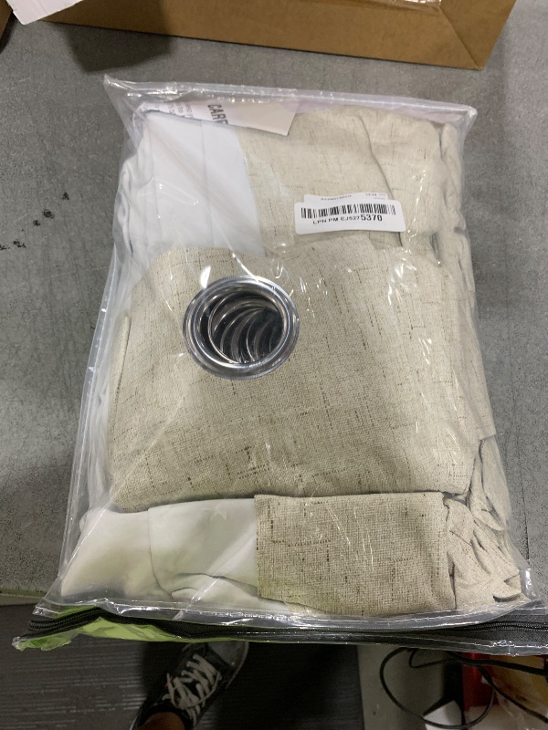 Photo 1 of H.VERSAILTEX Linen Blackout Curtain Durable Thick Textured Linen Look 100% Blackout Patio Door Curtain Anti Rust Grommet Extra Wide Sliding Door Curtain Panel, W100 x L84 inch - Natural