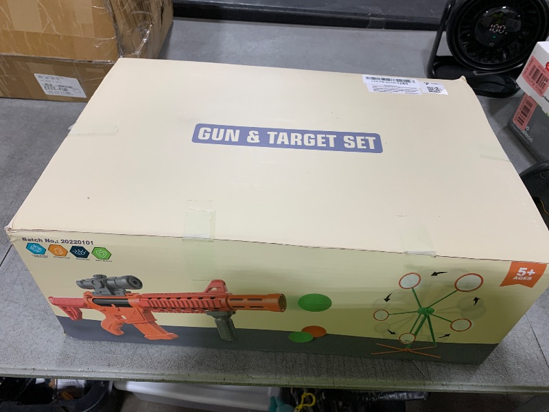 Photo 1 of Shooting Games Toys for Age 5 6 7 8 9 10+ Year Old Boys, Kids Toy Sports & Outdoor Game with Moving Shooting Target & 2 Popper Air Toy Guns & 24 Foam Balls, Gifts for Boys and Girls