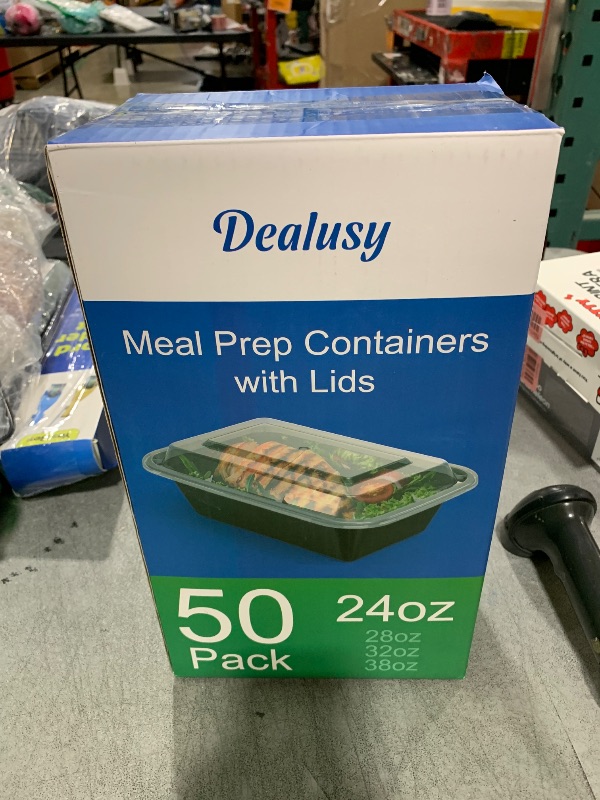 Photo 1 of Dealusy 50 Pack (100-Piece) 24 oz Meal Prep Containers Reusable with Lids, Sturdy Leakproof & Food Safe, Microwave, Freezer, Dishwasher Safe Prep Containers, To Go Take Out Plastic Food Storage